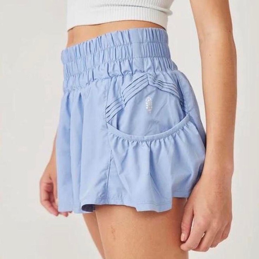 Free People Light Blue Elastic Waist Flared Skort